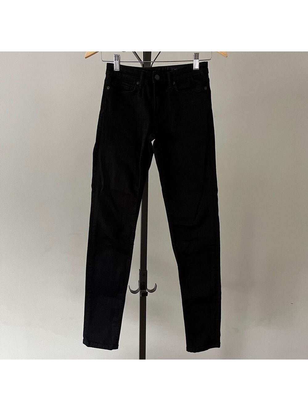 All Saints Mast Jet Black Skinny Jeans, Size 24.